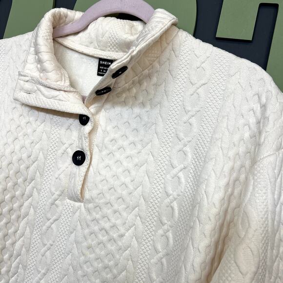 Women's Two Piece Ivory Quilted Jogger + Pullover Set Size Small - Picture 5 of 6